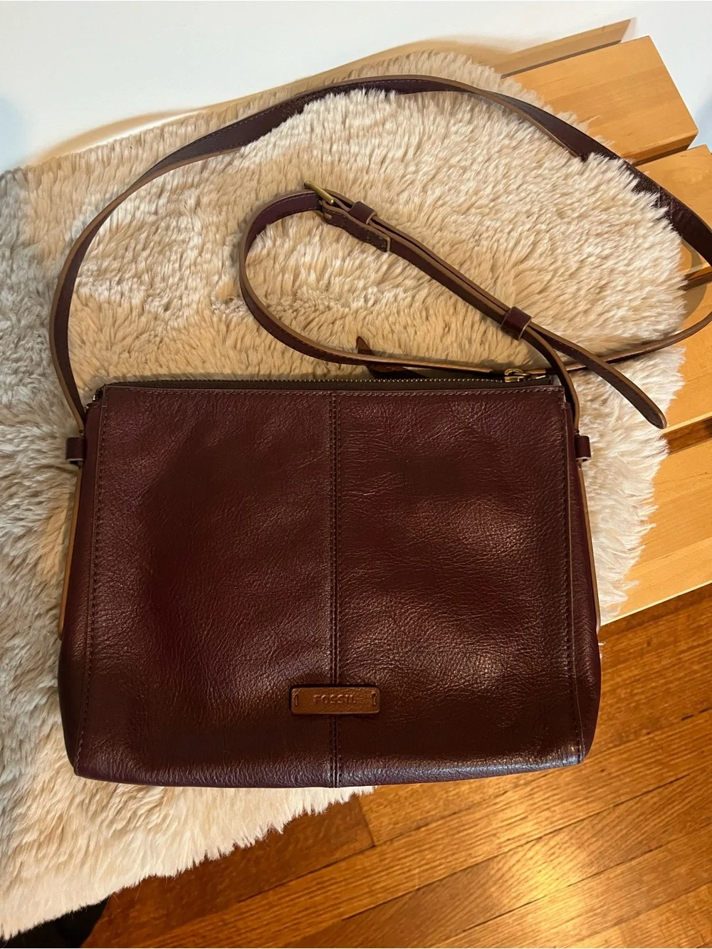 Fossil Burgundy Leather Crossbody Bag